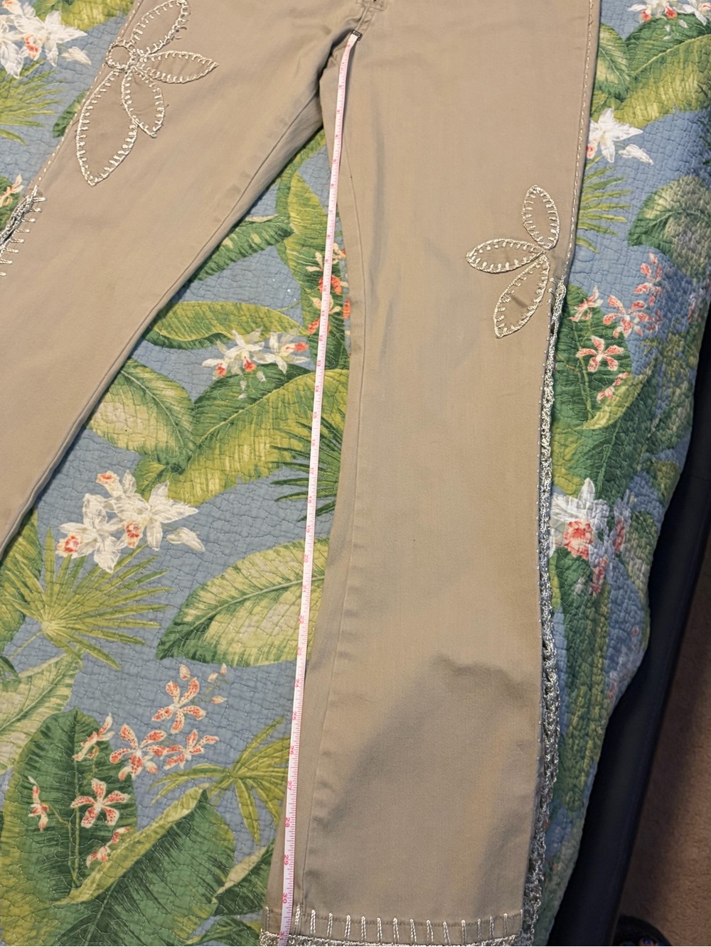 Vintage Crest Tan Embroidered Flare Pants - Picture 9 of 14